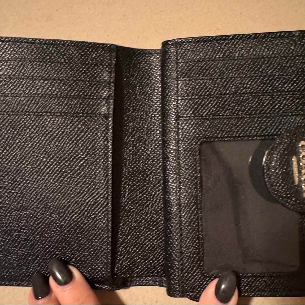 Coach Textured Black Leather Bifold Wallet - Picture 4 of 5